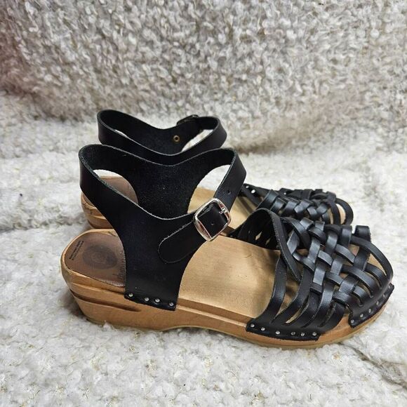 Troentorp Beacon Black Leather Clog Sandals sz 37 - Picture 2 of 7